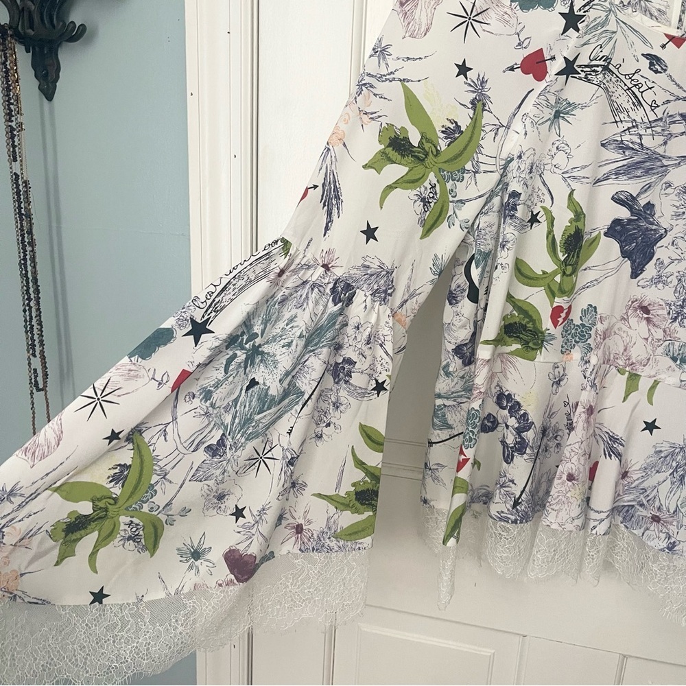 Cinq a Sept 100% Silk Avalon Top Floral Peasant Lace Luxury Designer Garden - Picture 11 of 15